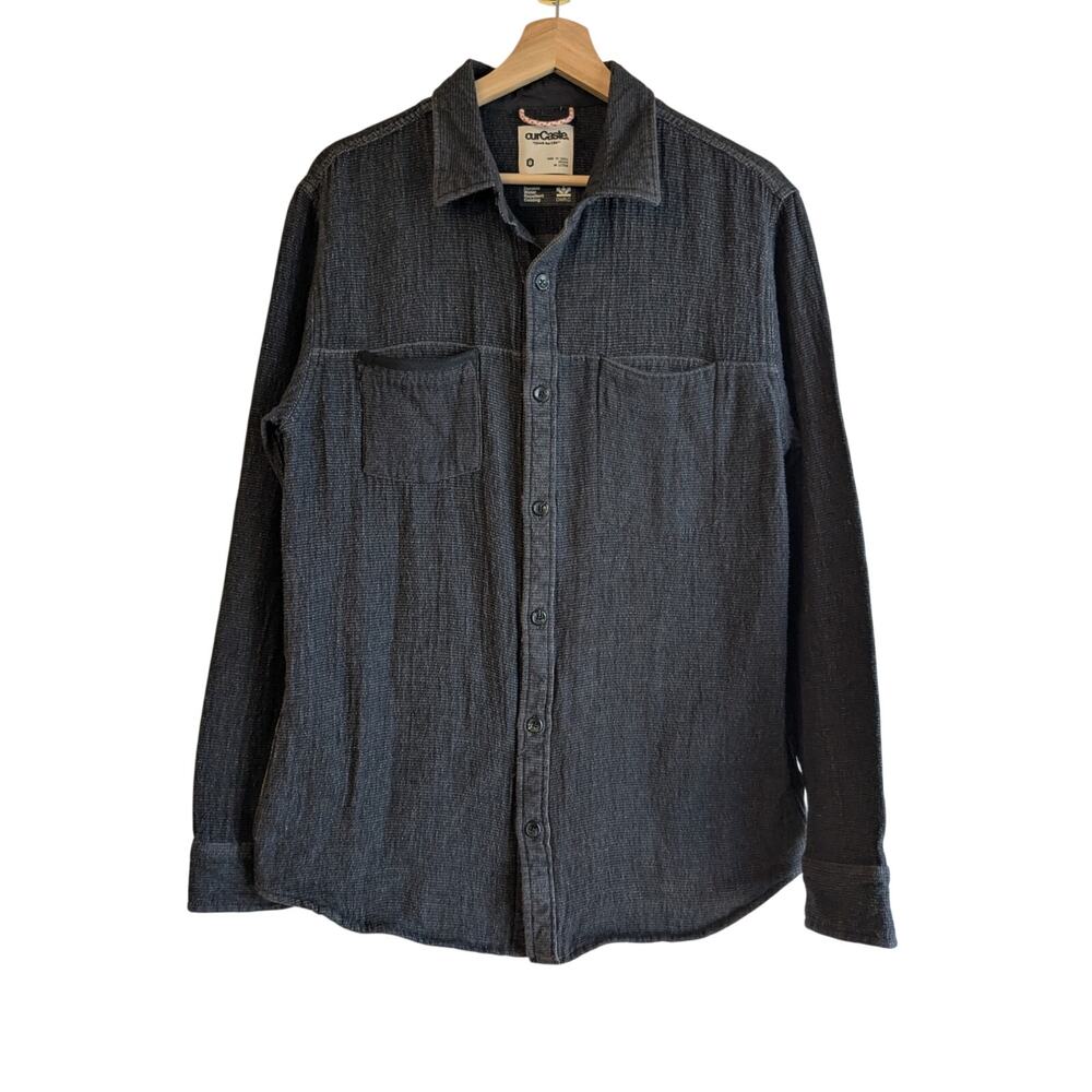OurCaste Weather Coated Cotton Shacket Shirt Jacket Gray Men's Medium